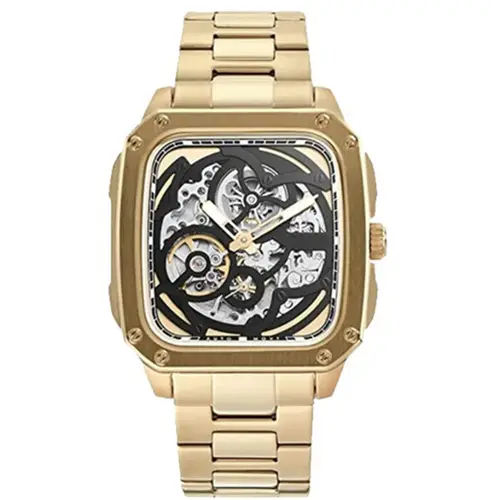 GEN-10 Watch Full Metal Body With Gold And Lather Belt